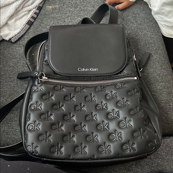 Calvin Klein Black Embossed Backpack - Picture 1 of 3